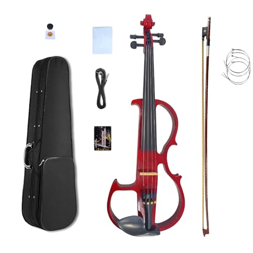 4 String 16inch Silent Electric Viola Solid Wood With Ebony Fittings Hard Case Brazilwood Bow AUX...
