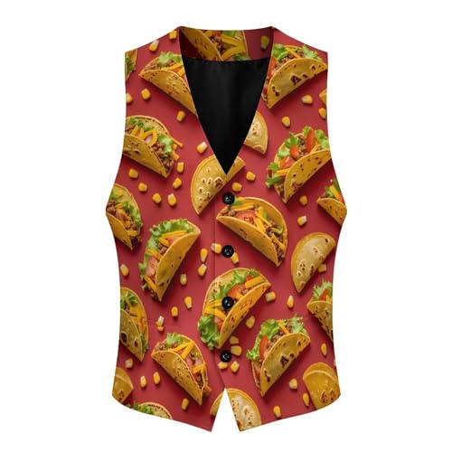 Tacos-Mexican Food Novelty Men's Suit Vest Casual Formal Dress Vests Business Waistcoat3