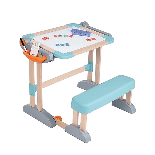 Smoby - Bureau Modulo Space - Transformable en Tableau Double Face - Bois et Plastique - Pliable et Compact - 80 Accessoires Inclus - A Partir de 3 Ans