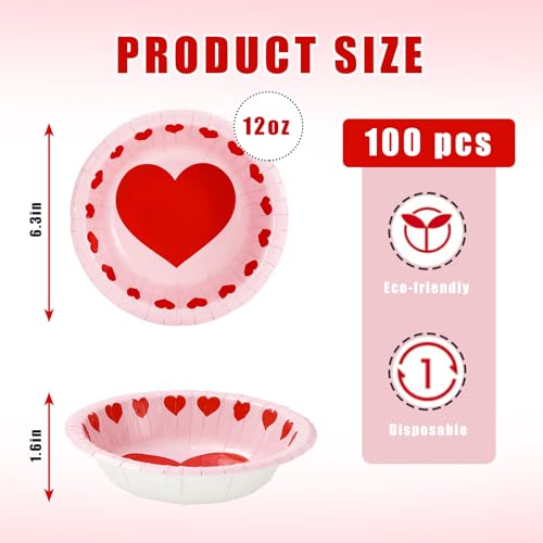 Bols en papier Saint-Valentin x100 pour simplifier le nettoyage des grands buffets