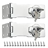 TOVOT 2 Pack Keyed Hasp Locks Twist Knob Keyed Locking Hasp w/Screws for Door Cabinet
