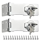 TOVOT 2 Pack 4.1 x 1.6" Keyed Hasp Locks Door Hasp Latch Lock Chrome Lock with Screws Locking Hasp for Cabinet Drawer(Keyed Alike)