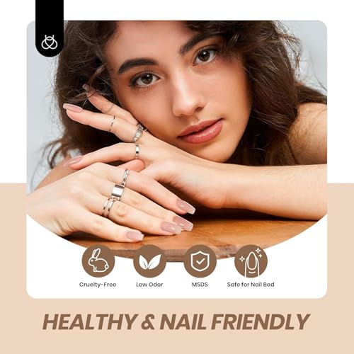 Image of Beetles Nude Gel Nail Polish Set - 6 Colors Neutral Nude Jelly Gel Nail Polish Kit Sheer Transparent Effect Soak Off UV DIY Dusky Mocha French Nail Art Manicure Gifts for Women