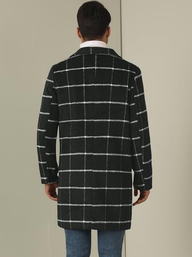 Image of Lars Amadeus Plaid Coat for Men's Color Block Single Breasted Winter Checked Overcoat