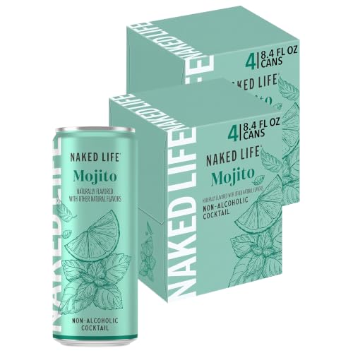 Naked Life Non-Alcoholic Drinks, Mojito, Zero Sugar, Low Calorie, Alcohol-Free Cocktails 8 pack, 8.4 fl oz cans