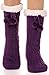 Produktbild EBMORE Damen Kuschelsocken Warme Stoppersocken Rutschsichere Huttensocken Winter Geschenk Flauschig Weihnachtssocken Hausschuhe Socken(Ball Lila)