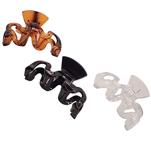 Topkids Accessories 3 Pc Women Large Wave Style Bulldog Hairclip Trendy Womens Clips for All Hair Types Hairclips Hair Accessories Aesthetic Hair Clips - Image 2