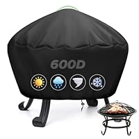MaxAwe Feuerschalen Abdeckung, 600D Oxford-Gewebe PVC Rund Grillabdeckung 77x31cm, Feuerstelle Abdeckhaube mit Reflektierend Griffe, Feuerschalen Schutzhülle Wasserdicht Winddicht UV-Beständiges