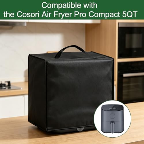 Image of Heavy Duty Compact Air Fryer Dust Cover for COSORI 5QT Air Fryer Pro,13.78 inchD x9.84 inchW x11.61 inchH, 600D nylon w /12m Foil Lining, Heat-Resistant Waterproof Oil-Proof