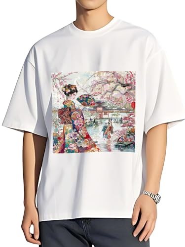 令和の浮世絵 和風 絵画 江戸 掛け軸 舞子 着物 女性 (16) Tシャツ メンズ レディース Tシャツ 半袖 夏服 丸首 スポーツ トップス プリント コットン 通気 快適 おしゃれ 大きいサイズ 男女兼用