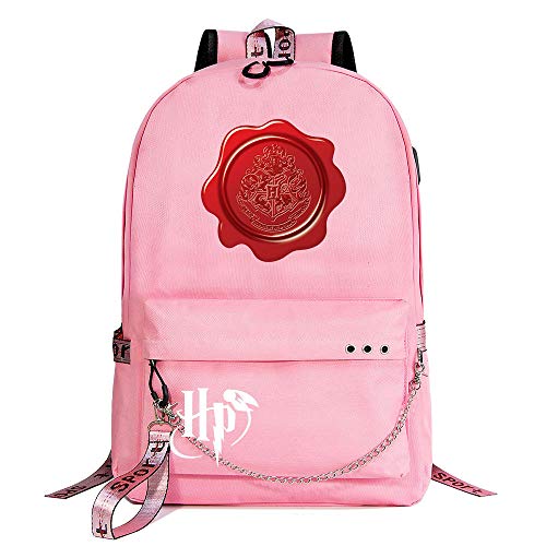HP lässig Laptop Rucksack Mädchen Studententasche Pink Rucksack Cute ， mit Kopfhörer Jack Harry Potter Stil-23