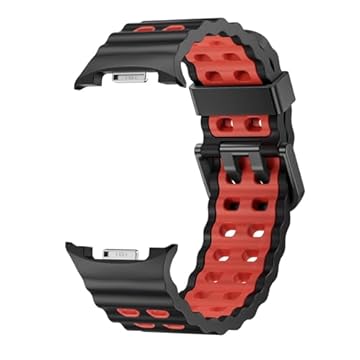 Pulseira Ondas Sport LTimports compativel com Galaxy Watch 8 Classic 46mm, Galaxy Watch 8 44mm e Galaxy Watch8 40mm (LT-Preto-vermelho)