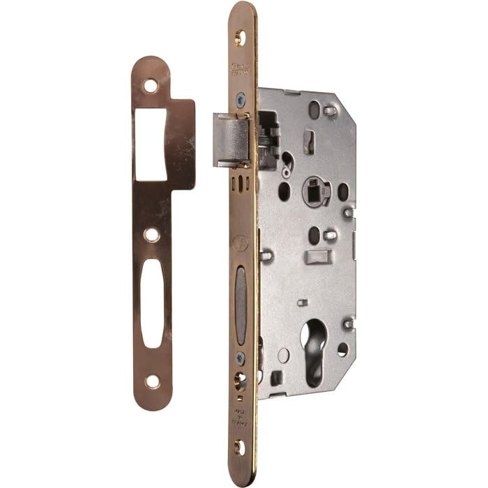 Serrure à larder Laitonnée réversible à fouillot - Clé I - Axe à 40 mm - Série D450 - Vachette