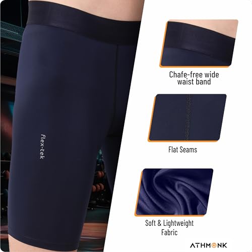 Image of 4-Way Lycra Compression Shorts for Men | Tight Skin Fit, Non Padded | Cycling Running Workout Gym Cricket Football Sports | Tummy Tuck Recovery Muscle Support | Quick Dry Anti-Chafe