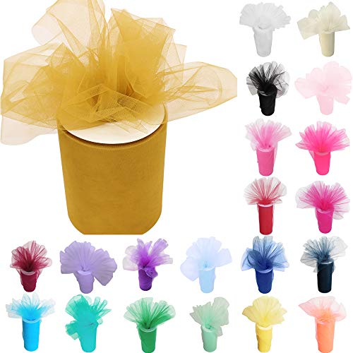 TtS 15cm x 91M Rollo de Tul Malla Carrete de Rodillo Decoración Tulle Craft Tutu Hogar Boda Fiesta (Latte)