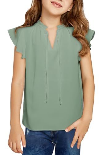 Image of DOKOTOO KIDS Girls Short Sleeve Blouse Dress Shirt Top Size 7-15 Years Old