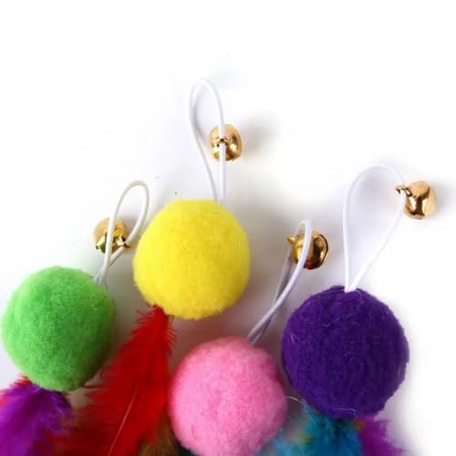 Image of Sunkizzrs Cat Toys - Interactive Toy Set with Retractable Teaser Wands and Feather Toys - Activity Toys to Exercise Cats and Kittens (1 Retractable Stick + 2 Feather Balls)