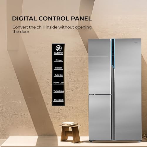 Image of Haier 598 L 3 Star Frost Free Expert Inverter Smart Sense AI enabled 3-Door Side by Side Refrigerator (HRT-683ISU1, Inox Steel, Magic Convertible Zone, Deo Fresh Technology, 2026 Model)