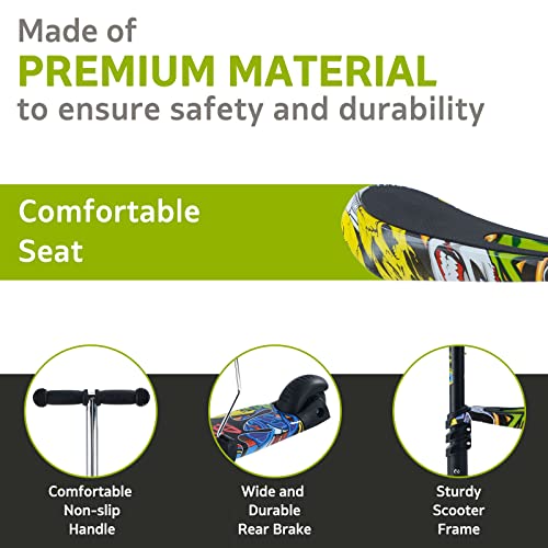 Kinderstep met zitje, voor meisjes en jongens vanaf 2 jaar, opvouwbaar, met 3 wielen, in hoogte verstelbaar - Afbeelding 3