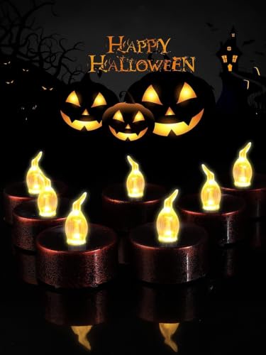 Image of 12PCS Halloween Copper Tea Light Candles Battery Operated