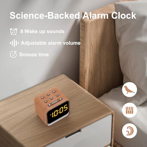 Housbay White Noise Machine with Alarm Clock for Bedrooms, Bluetooth Speaker, Sound Library, Sleep Routine, Brown Noise, Nature Sound Machine for Sleeping (Wood Tone) - Image 6