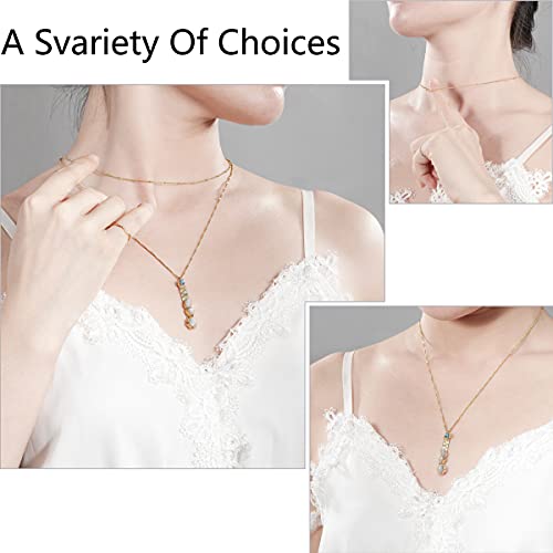 EIMID Dainty Layered Stone Pendant Necklace - Handmade Natural Stone Necklaces 18K Gold Plated Adjustable Jewelry Chain For Women Girls - Image 4