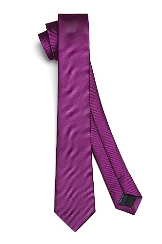 HISDERN Violet Cravate Soie - Cravates Minces Pour Hommes - Solide Cravate Classique et Formelle pour Mariage et Affaires (6cm)