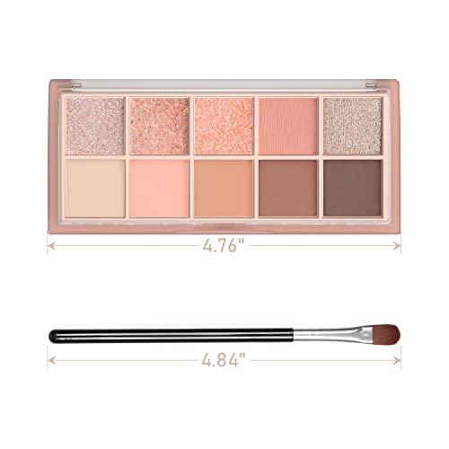 Sulily 10 Colors Eyeshadow Palette Matte Nude Shimmer Matte Eye Makeup Palette,High Pigmented, Naturing-Looking, Ultra-Blendable,Long Lasting High ​Pigment With 3 Eyeshadow Brush(01# Peach) #TOP6