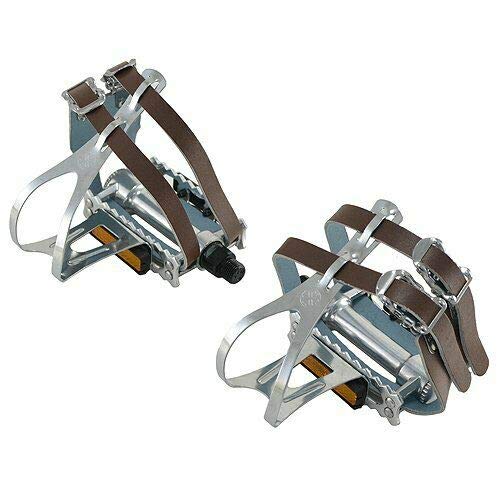 VP Components VP-365T Classic Road Touring Pedals withToe Clips and Leather Straps, ST1764