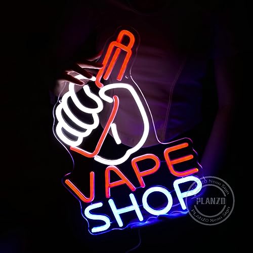 Image of Planzo VAPE Shop LED Neon Sign Light Smoke Shop E-cigar Store Wall Decor | Business Logo Bar Wall Decor Neon Night Light, Vape Shop Display, Christmas Birthday Gift for Dad Husband, 15.75 inchx11.62 inch, USB