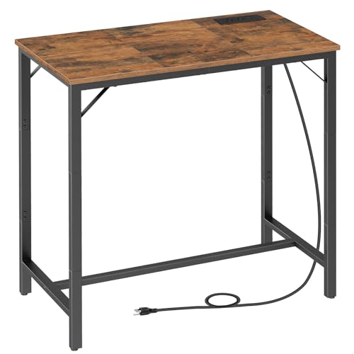 HOOBRO Bar Table with Charging Station, Rectangular Pub Table, High Top Coffee Table, Counter Bar...