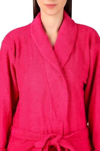 Image of Men's /Women Bath Robe Full Sleeve Cotton Bathrobe - Suitable for Birthday /Anniversary /Diwali /Couple /wedding Gift | 250 GSM |Dark Pink UNISEX 250GSM Men Dark Pink