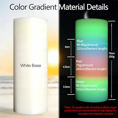 Image of Rainbow Glow in Dark PLA 1.75mm 250g Spool Bright Luminou 3D Print Filament