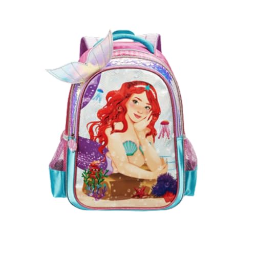 Mochila Costas Infantil Sereia Holográfica Princesa Menina Escola