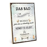 TypeStoff Holzschild mit Spruch – Badezimmer – im 