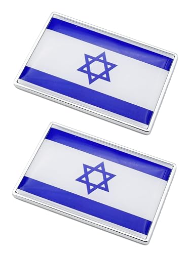 Image of 2 Pcs 3D Israel Israelis Flag Metal Car Stickers Chrome Decals,2.3 x 1.6 Inch Metal Truck Stickers,Patriotic Car Motorcycle Emblem.