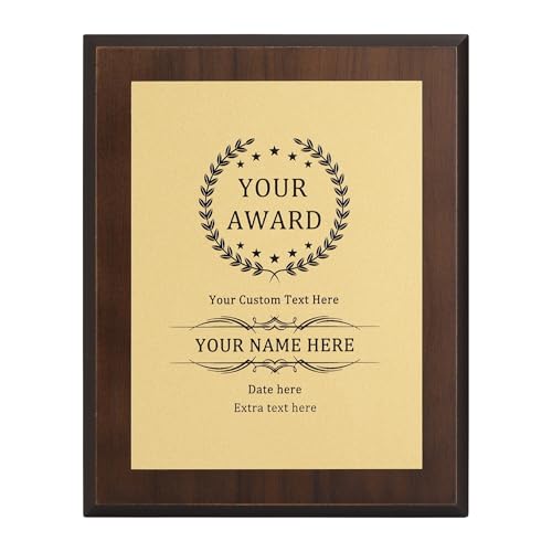 Placa de madera personalizada grabada con texto y logotipo, certificado de premio, letrero personalizado para reconocimiento de empleados, jubilación, profesor, estudiante