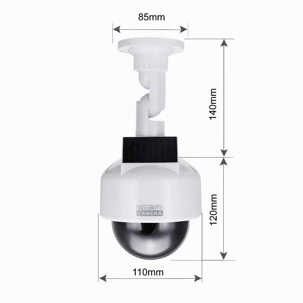 O&W Security Dome Telecamera di sorveglianza solare finta per esterni con LED rossa