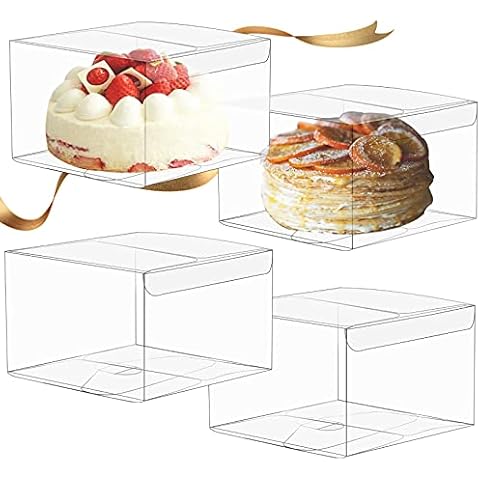 Oomcu 40 Pack Clear Boxes for Treat,Transparent Favor Candy Bakery Mini Cookie Boxes Donut Dessert Macaron Pastry Gift Packaging Box Container for Wedding Baby Shower Birthday Party(4" x 4" x 2.5") Cover