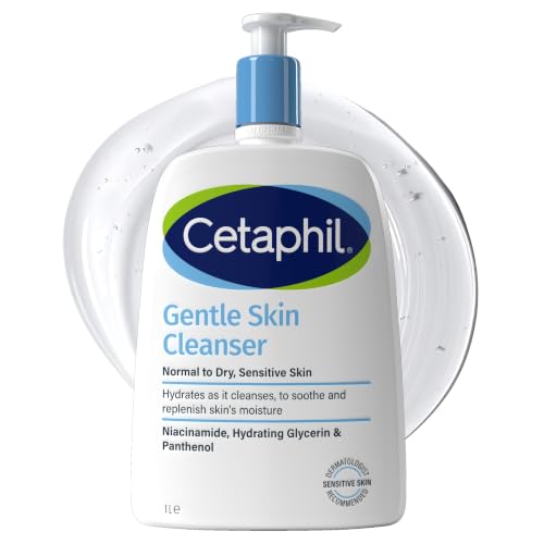 Cetaphil Gentle Skin Cleanser 1L Face & Body Wash For Normal To Dry Sensitive Skin With Niacinamide & Glycerin Soap Free 1 unit Packaging May Vary