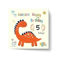 Papa Prints Age 5th Birthday Card for Boy - 5 Year Old Boy (145 x 150 mm) Happy Birthday Card with Envelope