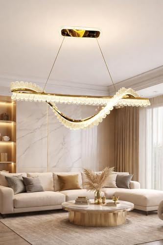 Image of GAUVIK Stylish Modern Gold Finish 3 Different Color Mode Changing Energy Saving Led Chandelier for Bedroom, Living Room, Restaurants, Dining, Coffee Shop, Office and Home