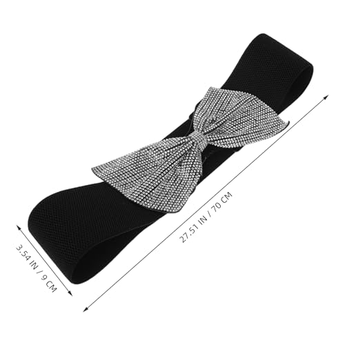 Lurrose Ladies Wide Elastic Waist Belt With Rhinestone Bowknot Vintage Stretchy Wide Bow Waistband Cinch Belts for Dresses Skirts And Pants4