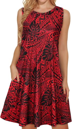 Image of elescat Women's Summer Dresses 2026 Beach Casual Sleeveless Floral Print Tank Loose Sundress with Pocket