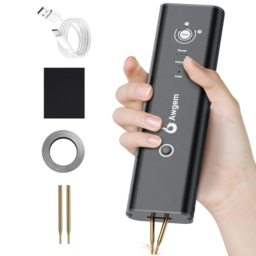 Awgem Soldador de punto de mano compacto, modo automático/manual con 11 engranajes para teléfono móvil y batería Bluetooth 18650, soldadura de batería, aleación de aluminio