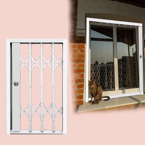 Red de ventana deslizante plegable para gatos y perros, ajustable, protección de seguridad, valla de prevención de robos, con cerradura y llaves, opciones de 24 x 24/24 x 36/30 x 44 pulgadas