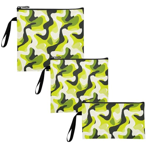 Yoogain Bold Lines Solid Color Lime White Black 3-Pack Reusable Snack Bags and Sandwich Bags Portable Diaper Bag Organization for Picnic Work Travel Office