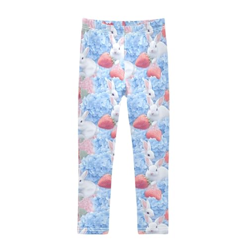 ALAZA Girls' Leggings Children's Yoga Pants Skinny Printed Dance Rabbit Hydrangea Strawberry Comfortable 4T