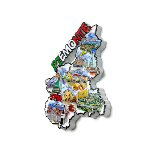Imán decorativo 3D Piemonte Italia en resina 7x9.4 cm miniatura 5