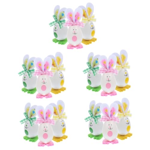 Alasum 15個 イースターエッグのウサギの飾り イースターバニーのおもちゃ ミニうさぎフィギュア バニーイースターエッグ レジンうさぎクラフト イースターシェルフシッター イースターバス